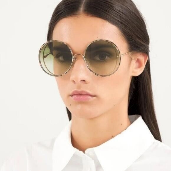 New Original Chloe Gold & Green Round Sunglasses HANAH COLLECTION\